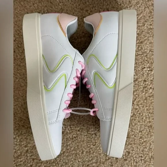 NWT Skechers Womens Court Classics Eden LX White/Pink/Green Shoes Sz7.5 - Picture 7 of 11